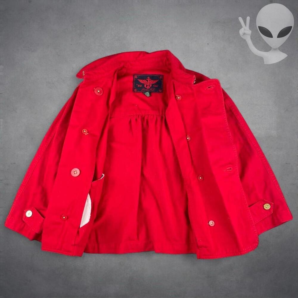 Lauren Ralph Lauren Jacket Women's Large Red Double Breasted Peacoat Gold Button - Picture 3 of 6